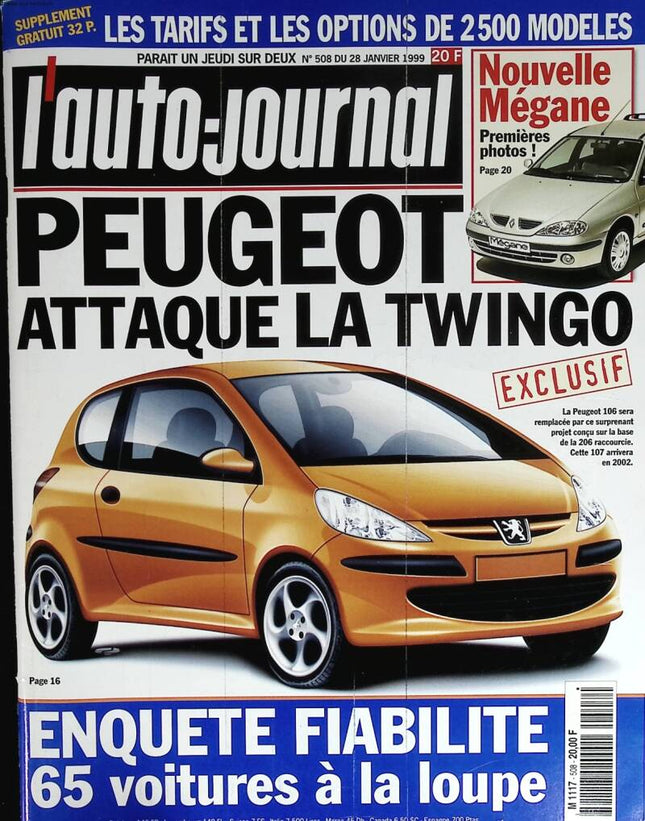 Peugeot attacks the Twingo - L'auto journal - n° 508 - 1999 - magazine review - car