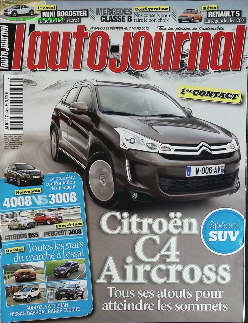 Citroën C4 aircross - L'auto journal - n° 849 - 2012 - revue magazine - voiture
