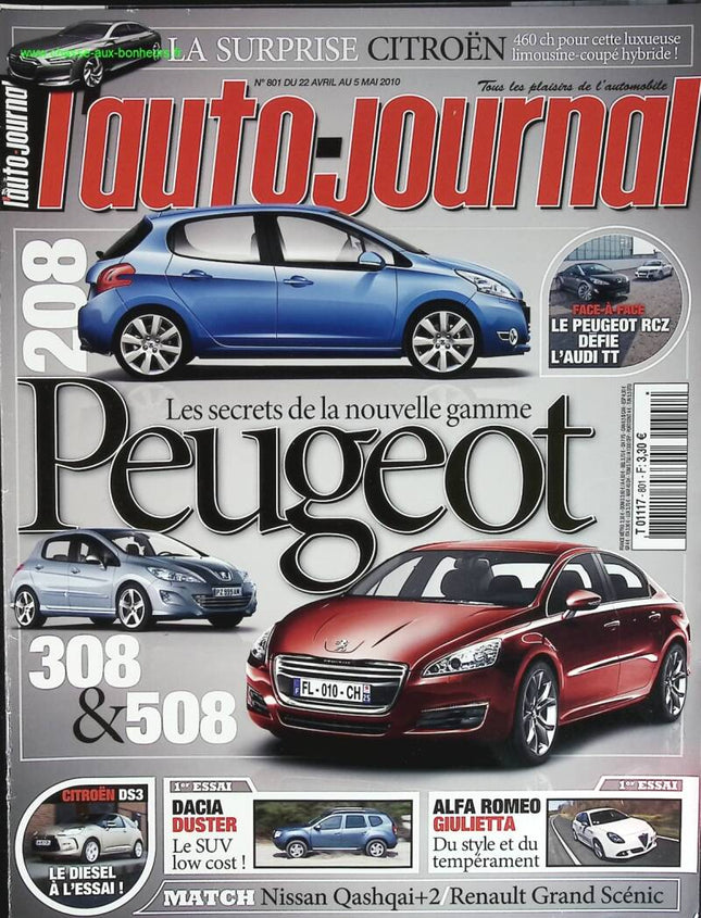 Les secrets de la gamme Peugeot - L'auto journal - n° 801 - 2010 - revue magazine - voiture