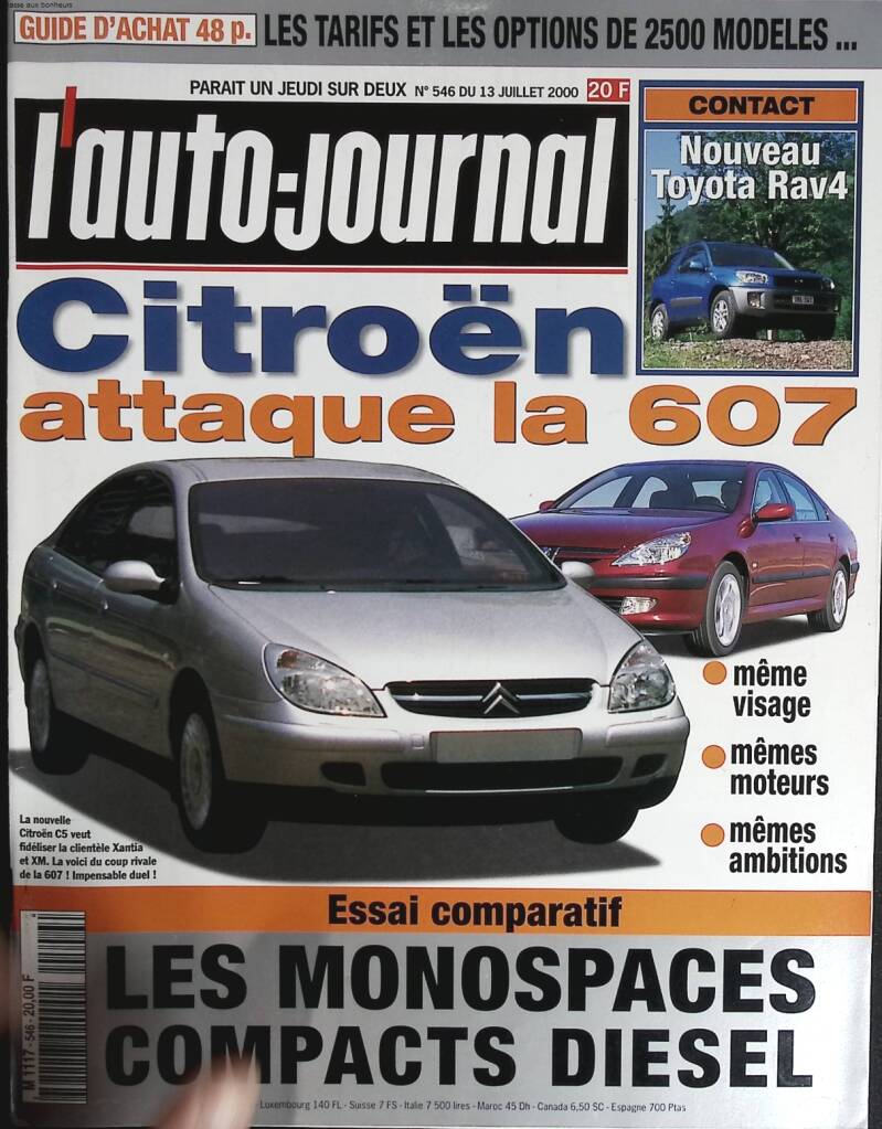 Citroën attaque la 607 - L'auto journal - n° 546 - 2000 - revue magazine - voiture