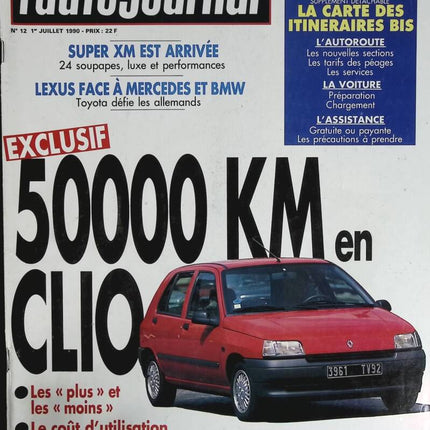 50 000 Km en Renault Clio - L'auto journal - n° 12 - 1990 - revue magazine - voiture