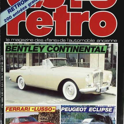 Benntley Continental Ferrari Lusso Peugeot Eclipse - Retro Auto Moto - No. 66 - 1986 - magazine review - car