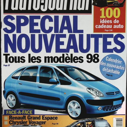 Tous les modèles 1998 nouveautés - L'auto journal - n° 478 - 1997 - revue magazine - voiture