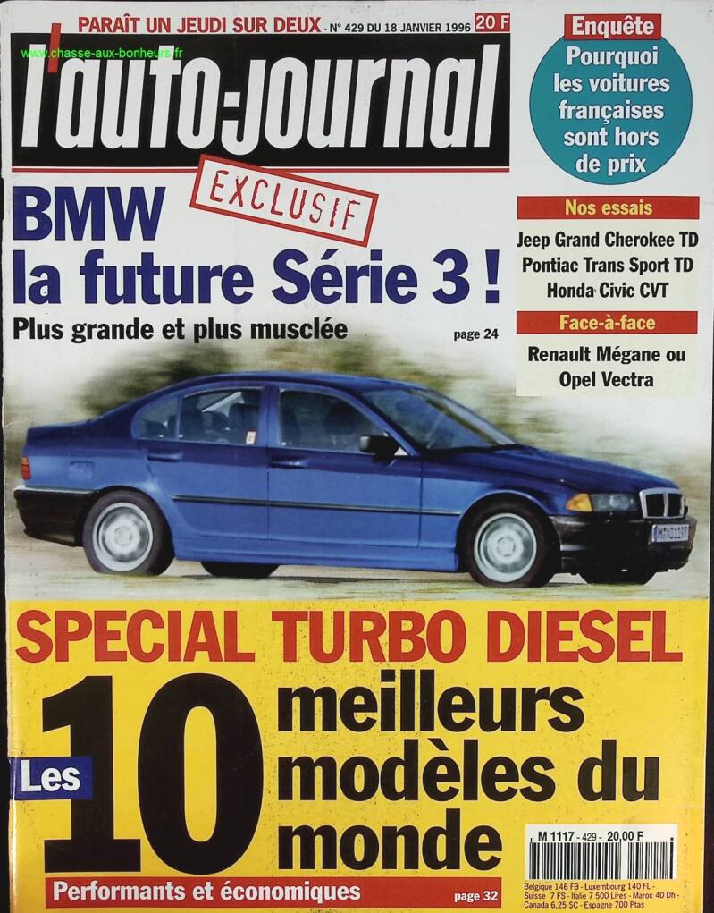 BMW la futur série 3 - L'auto journal - n° 429 - 1996 - revue magazine - voiture