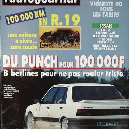 Du punch pour 100 000 Francs 309 GTI - L'auto journal - n° 14 - 1989 - revue magazine - voiture