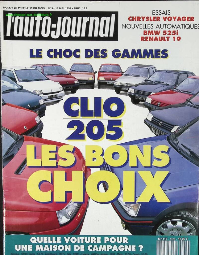 Renault Clio Peugeot 205 - L'auto journal - n° 9 - 1991 - revue magazine - voiture