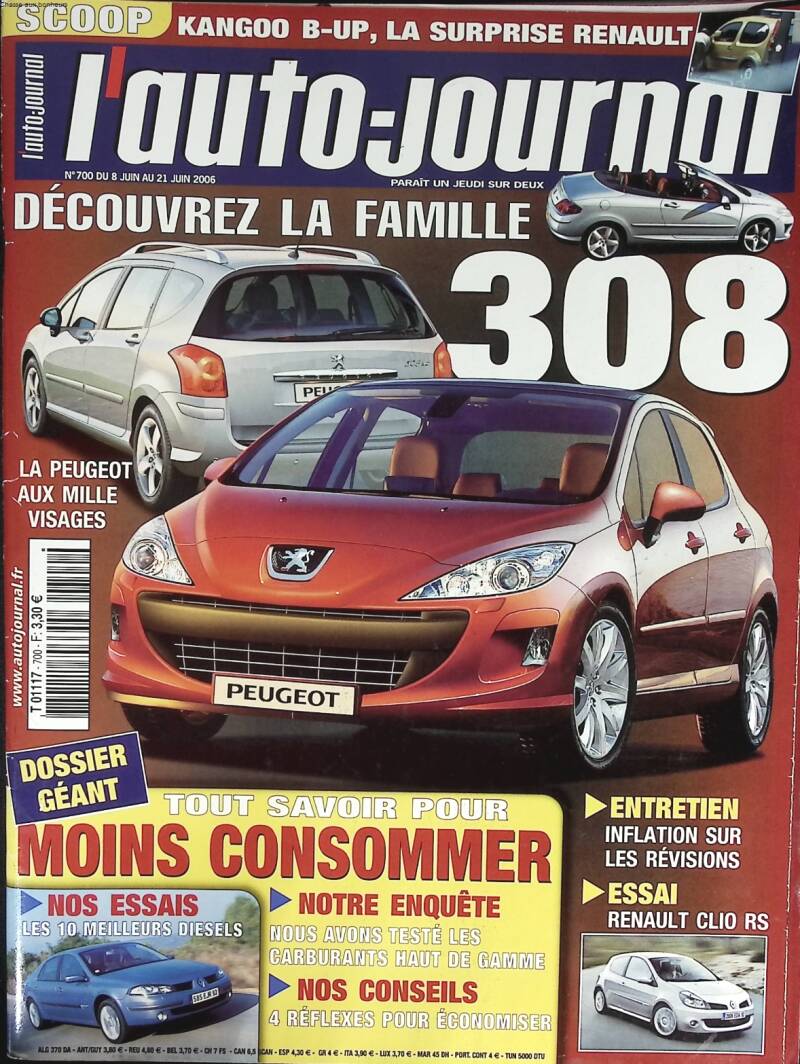 Découvrez la famille 308 - L'auto journal - n° 700 - 2006 - revue magazine - voiture