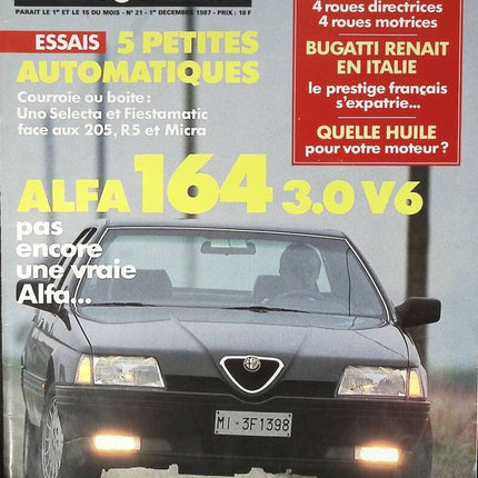 Alfa 164 V6 - L'auto journal - n° 21 - 1987 - revue magazine - voiture