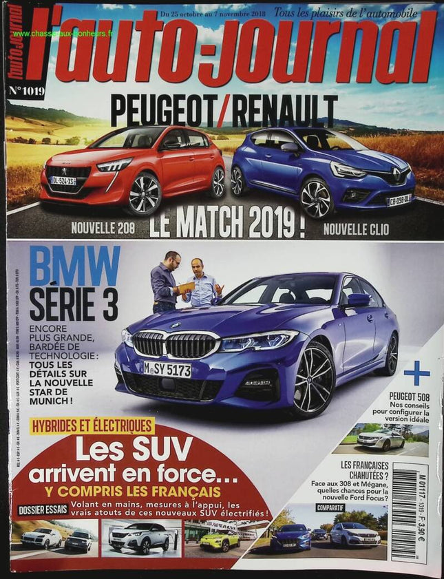 Peugeot 208 Renault Clio - L'auto journal - n° 1019 - 2018 - revue magazine - voiture