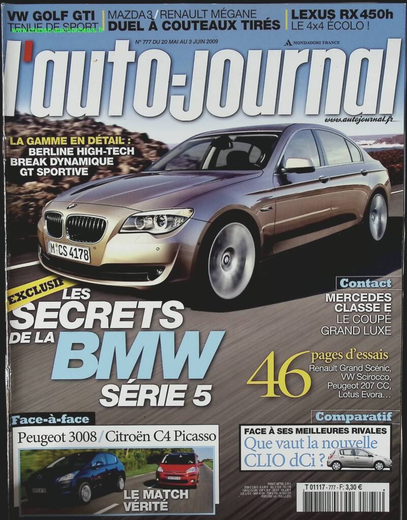 BMW série 5 - L'auto journal - n° 777 - 2009 - revue magazine - voiture