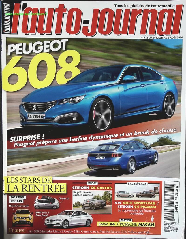 Peugeot 608 - L'auto journal - n° 912 - 2014 - revue magazine - voiture