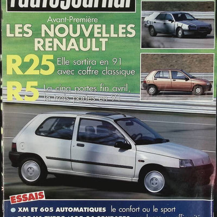 Les nouvelles Renault 25 et Renault 5 - L'auto journal - n° 6 - 1990 - revue magazine - voiture