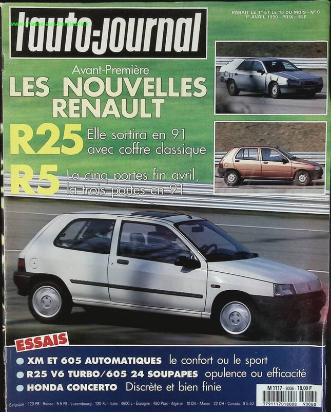 Les nouvelles Renault 25 et Renault 5 - L'auto journal - n° 6 - 1990 - revue magazine - voiture