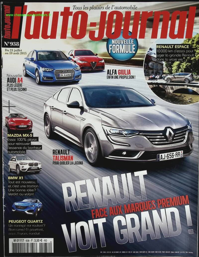 Renault voit grand - L'auto journal - n° 938 - 2015 - revue magazine - voiture