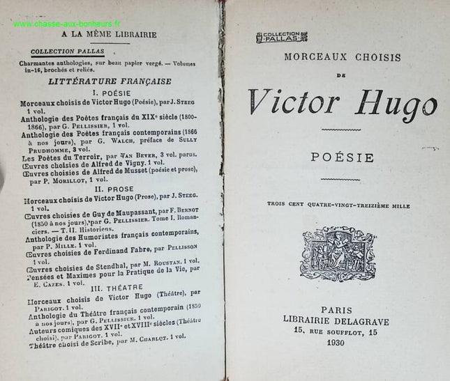 Morceaux choisis - Victor Hugo - livre