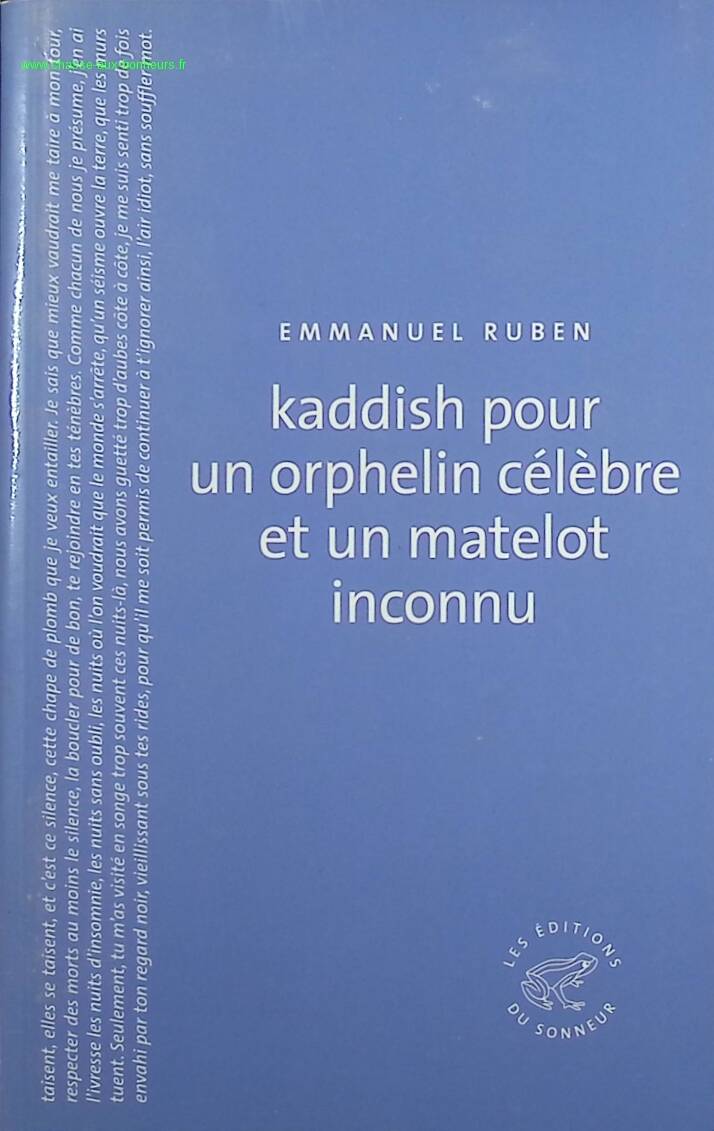 Kaddish for a Famous Orphan and an Unknown Sailor - Emmanuel Ruben - book