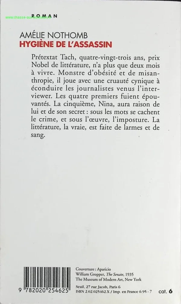 Hygiene of the Assassin - Amélie NOTHOMB - book