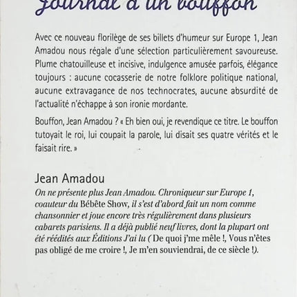 Journal d'un bouffon - Jean Amadou - livre