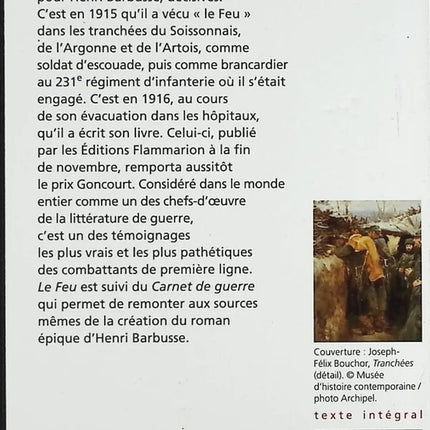 Le Feu - Henri Barbusse - livre
