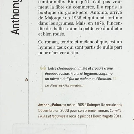 Fruits et légumes - Anthony Palou - livre