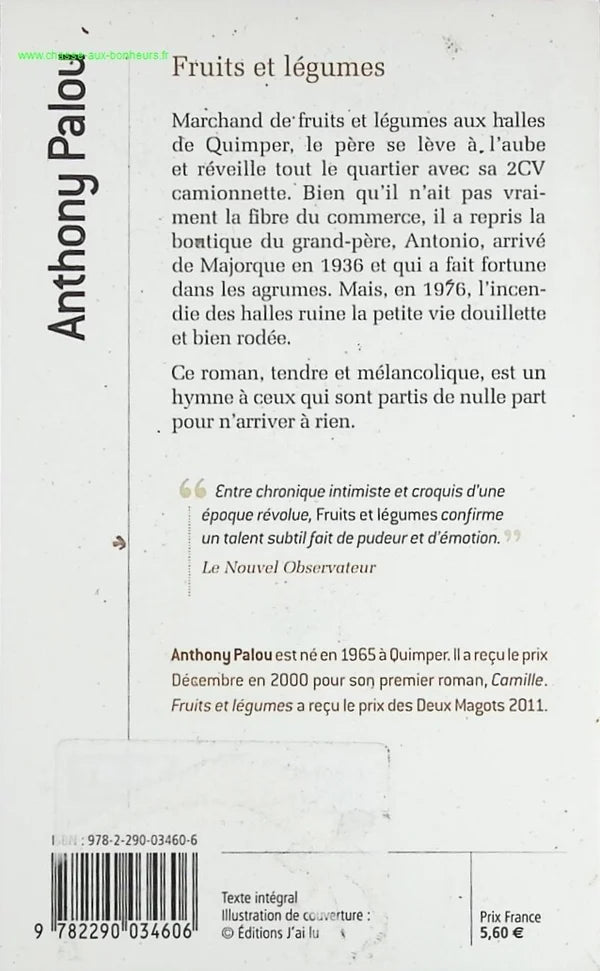 Fruits et légumes - Anthony Palou - livre