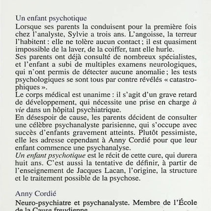 Un enfant psychotique - Anny Cordié - livre