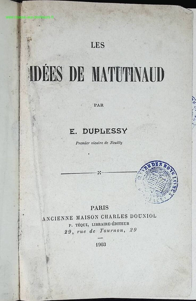 Matutinauds Ideen - E. Duplessy - Buch