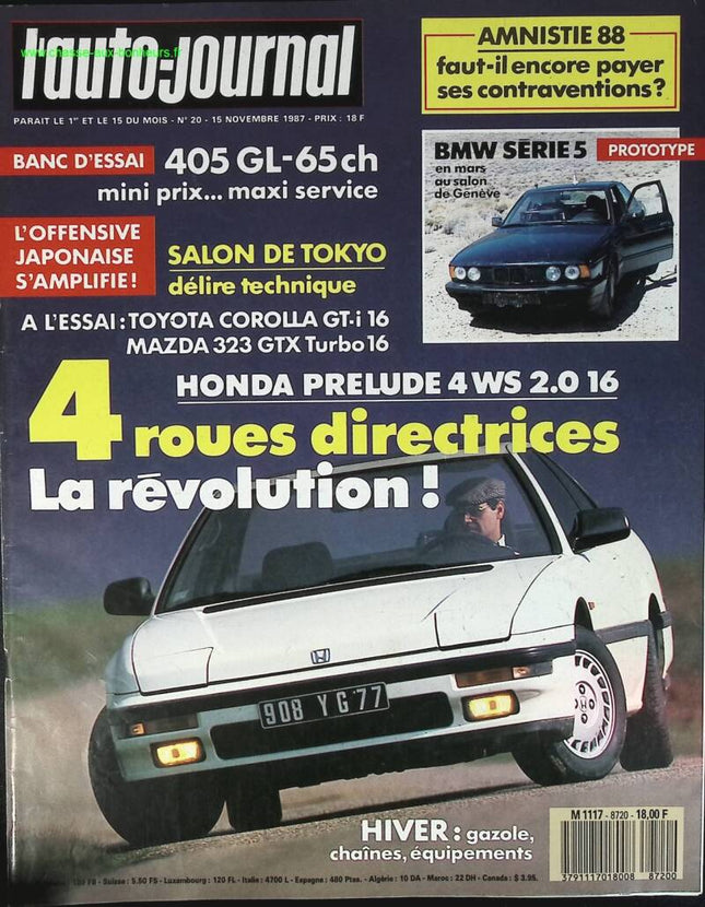 4 roue directrices la révolution - L'auto journal - n° 20 - 1987 - revue magazine - voiture