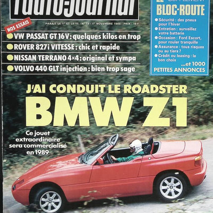 BMW Z1 - L'auto journal - n° 19 - 1988 - revue magazine - voiture