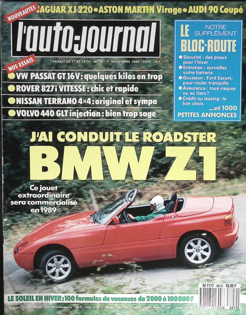 BMW Z1 - L'auto journal - n° 19 - 1988 - revue magazine - voiture