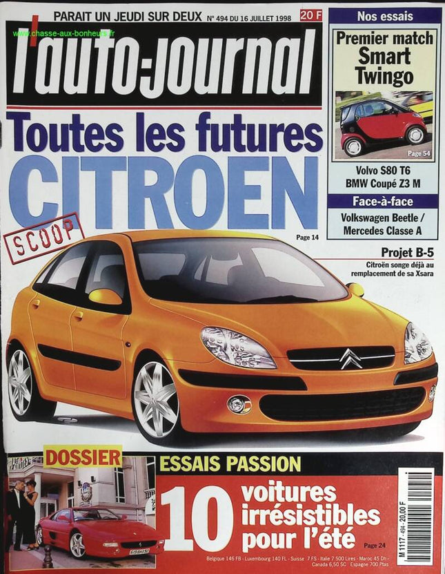 Alle zukünftigen Citroëns - L'auto journal - Nr. 494 - 1998 - Zeitschriftenrezension - Auto