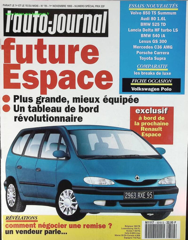 Zukünftiger Renault Espace – L'auto Journal – Nr. 19 – 1993 – Zeitschriftenrezension – Auto