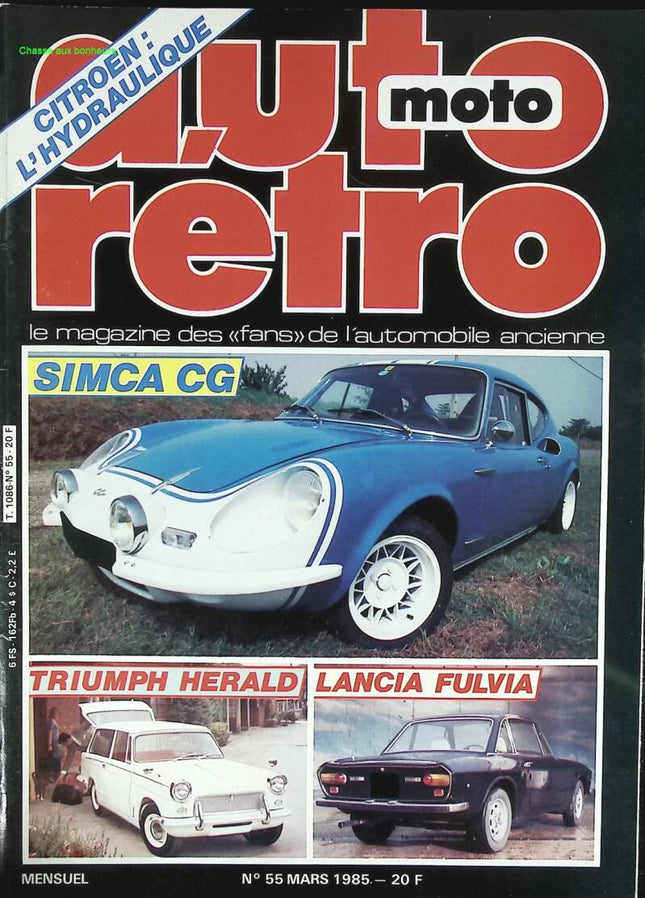 Simca CG Triumph Herald Lancia Fulvia - Auto moto rétro - n° 55 - 1985 - revue magazine - voiture