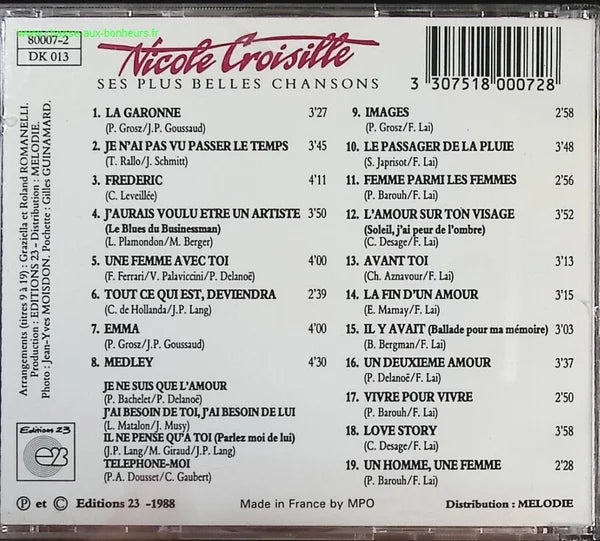 Her Most Beautiful Songs - Nicole Croisille - CD