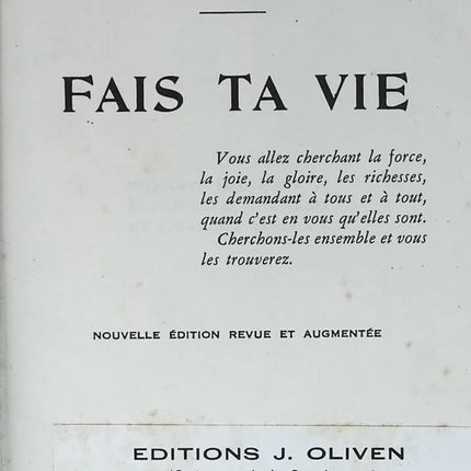 Fais ta vie - Charles Rivet - J. Oliven - livre