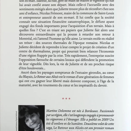 Le Retour aux Alizés - Martine Delomme - livre