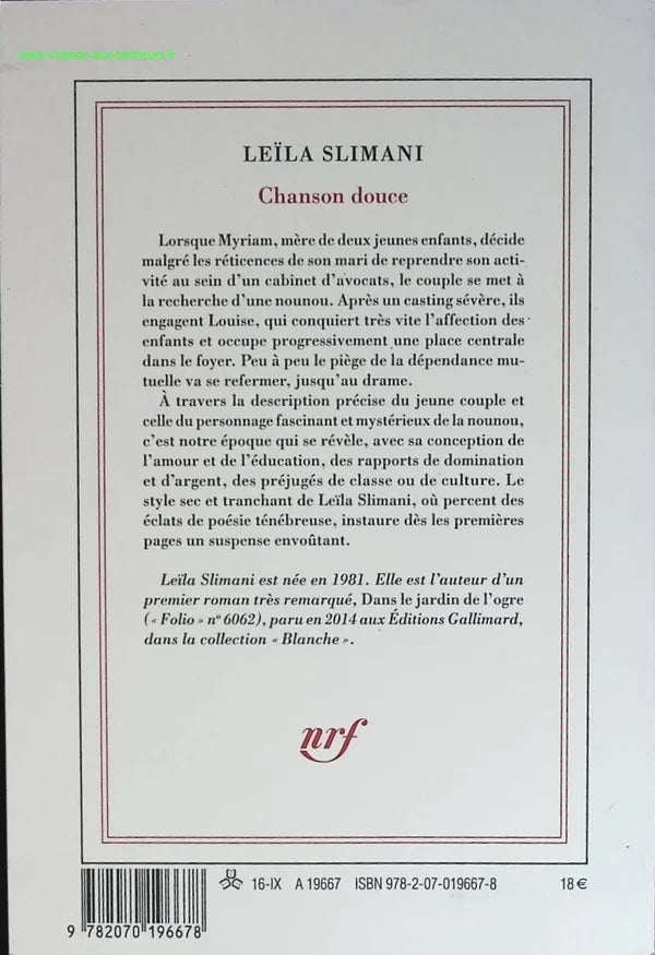 Chanson douce - Leïla Slimani - livre