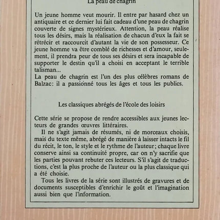 La Peau de chagrin - Honoré de Balzac - Livre