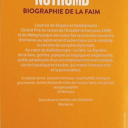 Biographie de la faim - Amélie Nothomb - livre