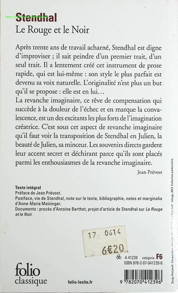 Le rouge et le noir - Stendhal - livre
