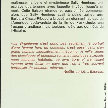 La Virginienne - Barbara Chase-Riboud - livre