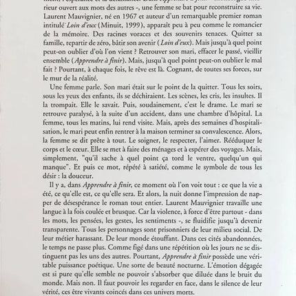 Learning to Finish - Laurent Mauvignier - book