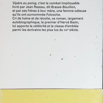 Vipère au poing – Hervé Bazin : roman intense sur la famille et la rébellion - livre