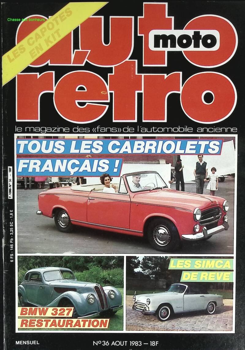 Cabriolet français BMW 327 - Auto moto rétro - n° 36 - 1983 - revue magazine - voiture