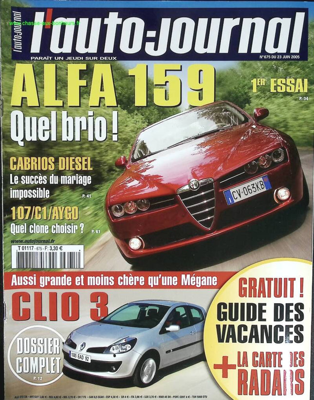 Alfa 159 - L'auto journal - n° 675 - 2005 - revue magazine - voiture