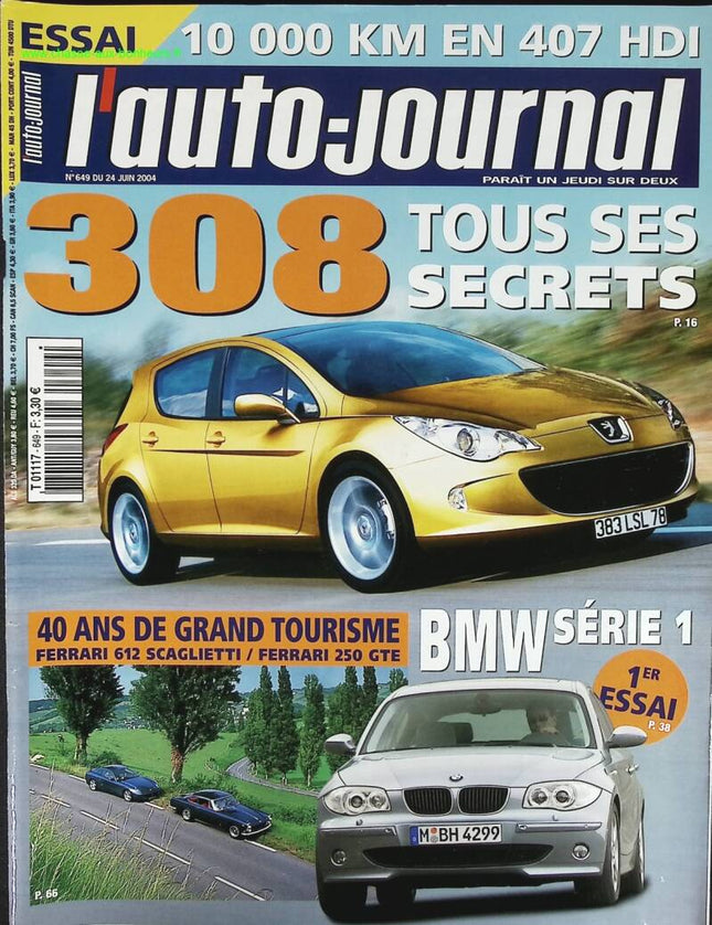 Peugeot 308 tous ses secrets - L'auto journal - n° 649 - 2004 - revue magazine - voiture