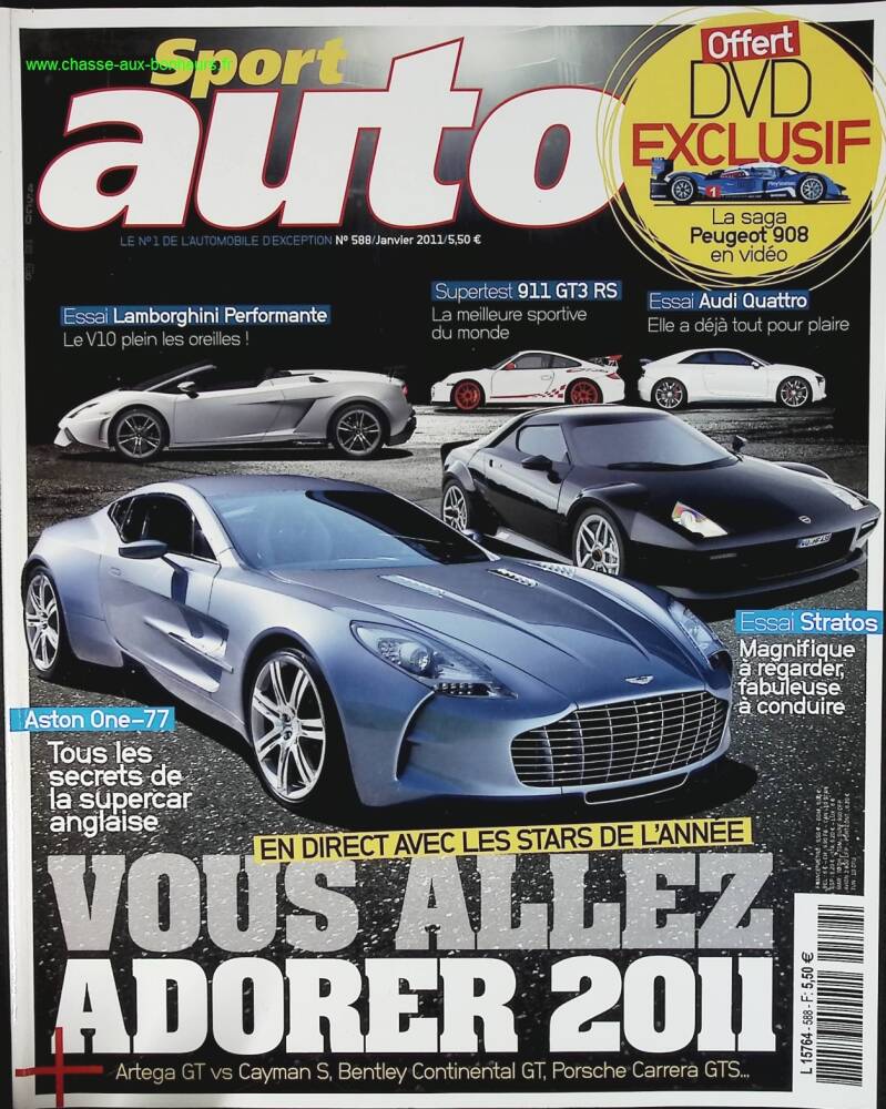 Aston One 77 Lamborghini - Sport auto - n° 588 - 2011 - magazine review - car