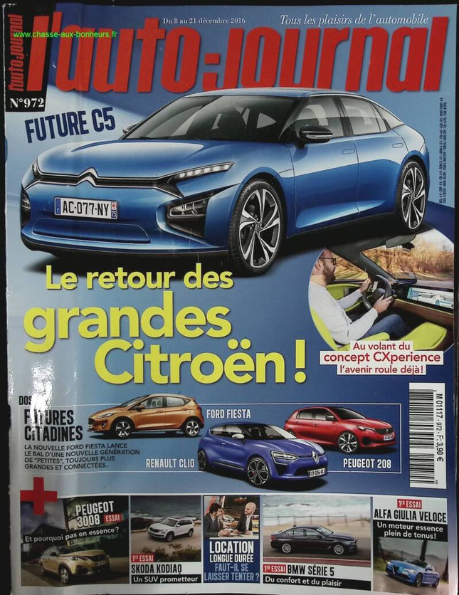 Le retour des grandes Citroën - L'auto journal - n° 972 - 2016 - revue magazine - voiture