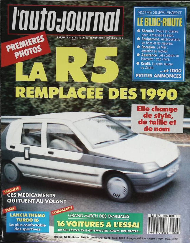 La R5 remplacée dès 1990 - L'auto journal - n° 20 - 1988 - revue magazine - voiture