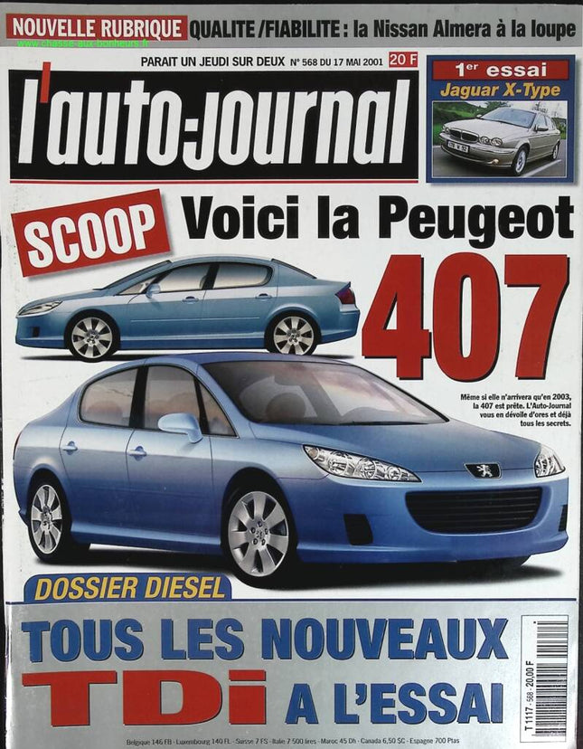 Scoop Peugeot 407 - L'auto journal - n° 568 - 2001 - revue magazine - voiture